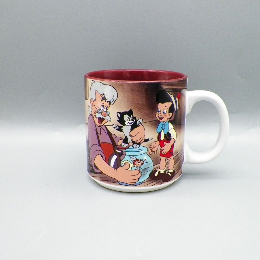 Walt Disney Pinocchio Mug Cup Geppetto Figaro Cleo Jiminy Cricket Vintage Japan
